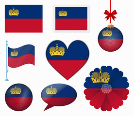 Liechtenstein flag set of 8 items vector