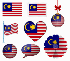 Malasya flag set of 8 items vector