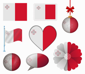Malta flag set of 8 items vector