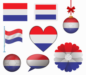 Netherlands flag set of 8 items vector