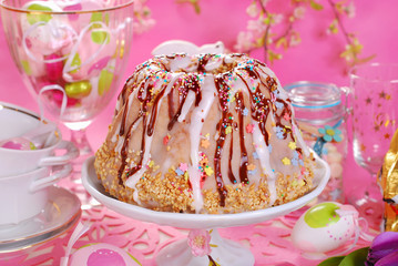 easter table with ring cake