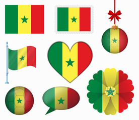 Senegal flag set of 8 items vector