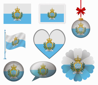 San Marino flag set of 8 items vector