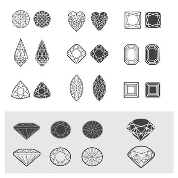 Vector set of diamond design elements - cutting samples