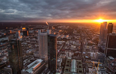 frankfurt am main germany cityscape sundown