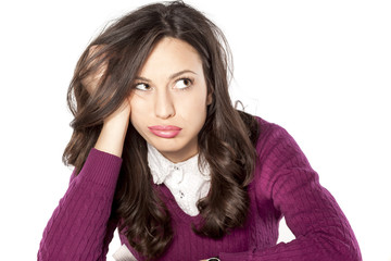 beautiful woman is bored and thinking