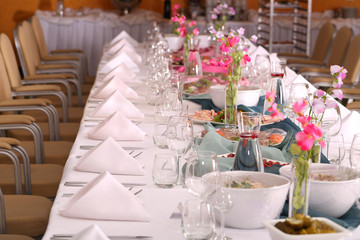 banquet table and food