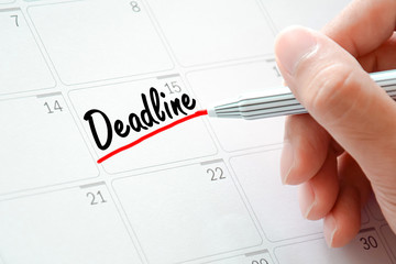 Deadline text on the calendar (or desk planner) 