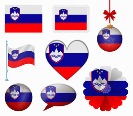 Slovenia flag set of 8 items vector