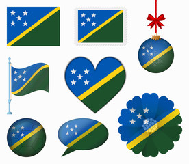 Solomon Islands flag set of 8 items vector