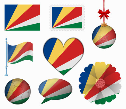 Seychelles flag set of 8 items vector