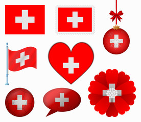 Fototapeta premium Switzerland flag set of 8 items vector