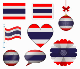 Thailand flag set of 8 items vector