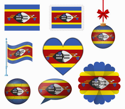 Swaziland flag set of 8 items vector
