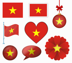 Vietnam flag set of 8 items vector