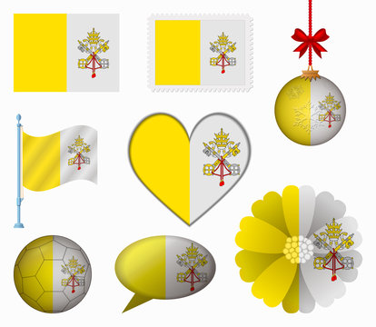 Vatican City flag set of 8 items vector