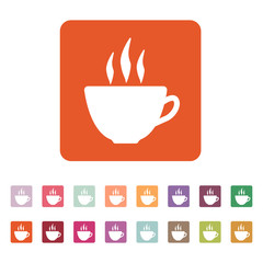 The coffee and cup icon. Tea symbol. Flat