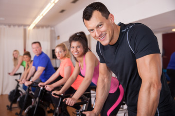 pinning - cycling group of fitness people