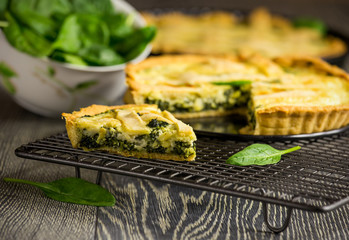 Homemade spinach quiche