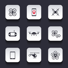Drones trendy rounded square icons vector illustration, eps10