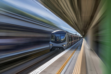 high speed train with motion blur