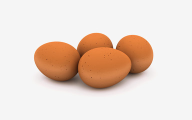 3d illustration of 4 eggs on a white background