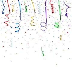 Celebration background template with confetti and colorful