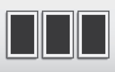 Realistic picture frames vector set illustration background