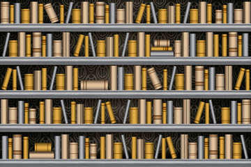 Obraz premium Library bookshelf, seamless vector illustration