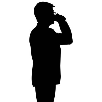 recommend clip art: Silhouette businessman drinking a cup of coffee