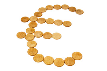 Euro sign from coins.