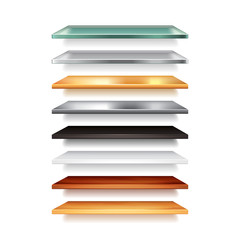 Shelves from different materials isolated vector