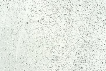 Natural water drops on glass
