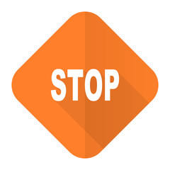 stop orange flat icon