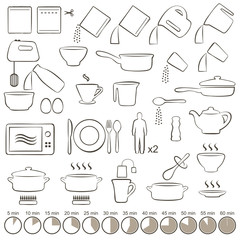 vector set icons cooking manual instructions,
