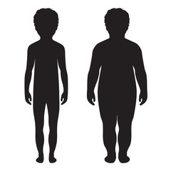 vector fat body, weight loss, overweight silhouette illustration - obrazy, fototapety, plakaty
