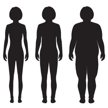 vector fat body, weight loss, overweight silhouette illustration