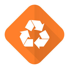 recycle orange flat icon recycling sign