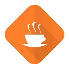 espresso orange flat icon hot cup of caffee sign
