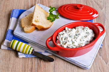 Cream cheese with chopped herbs