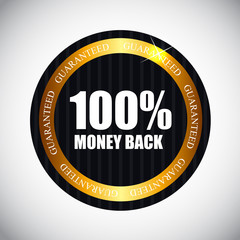 100 % Money Back Golden Label Vector Illustration