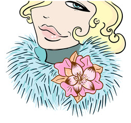 Girl with a flower in furs
