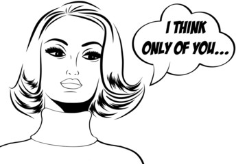 pop art cute retro couple in comics style