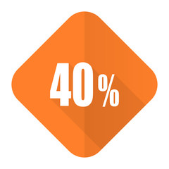 40 percent orange flat icon sale sign