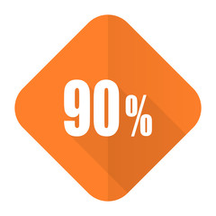 90 percent orange flat icon sale sign