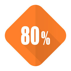 80 percent orange flat icon sale sign