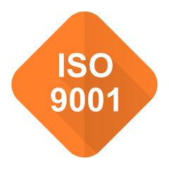 iso 9001 orange flat icon