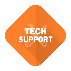 technical support orange flat icon