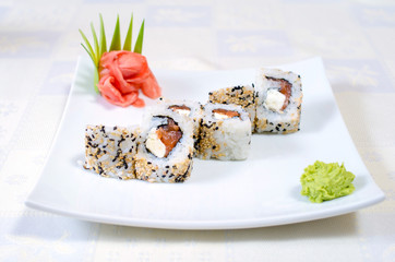 Rolls, sushi and ginger