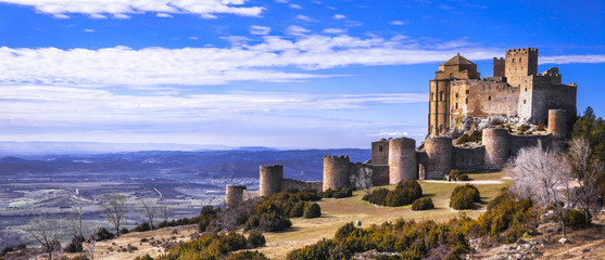 impressive medieval Loarre castle, Aragon, Spain - obrazy, fototapety, plakaty